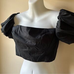 Abercrombie NWT black puff sleeve crop top size small